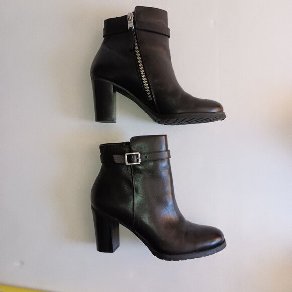 Lauren Ralph Lauren Carole Black Leather Moto Booties Ankle Boots Size 6B - Picture 3 of 12